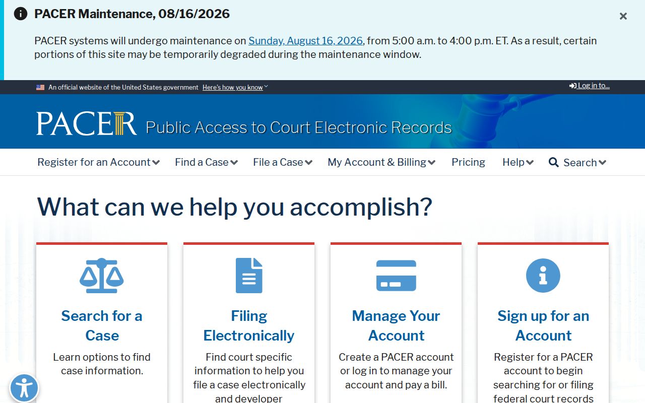 Federal criminal case search for Amelia County through PACER
