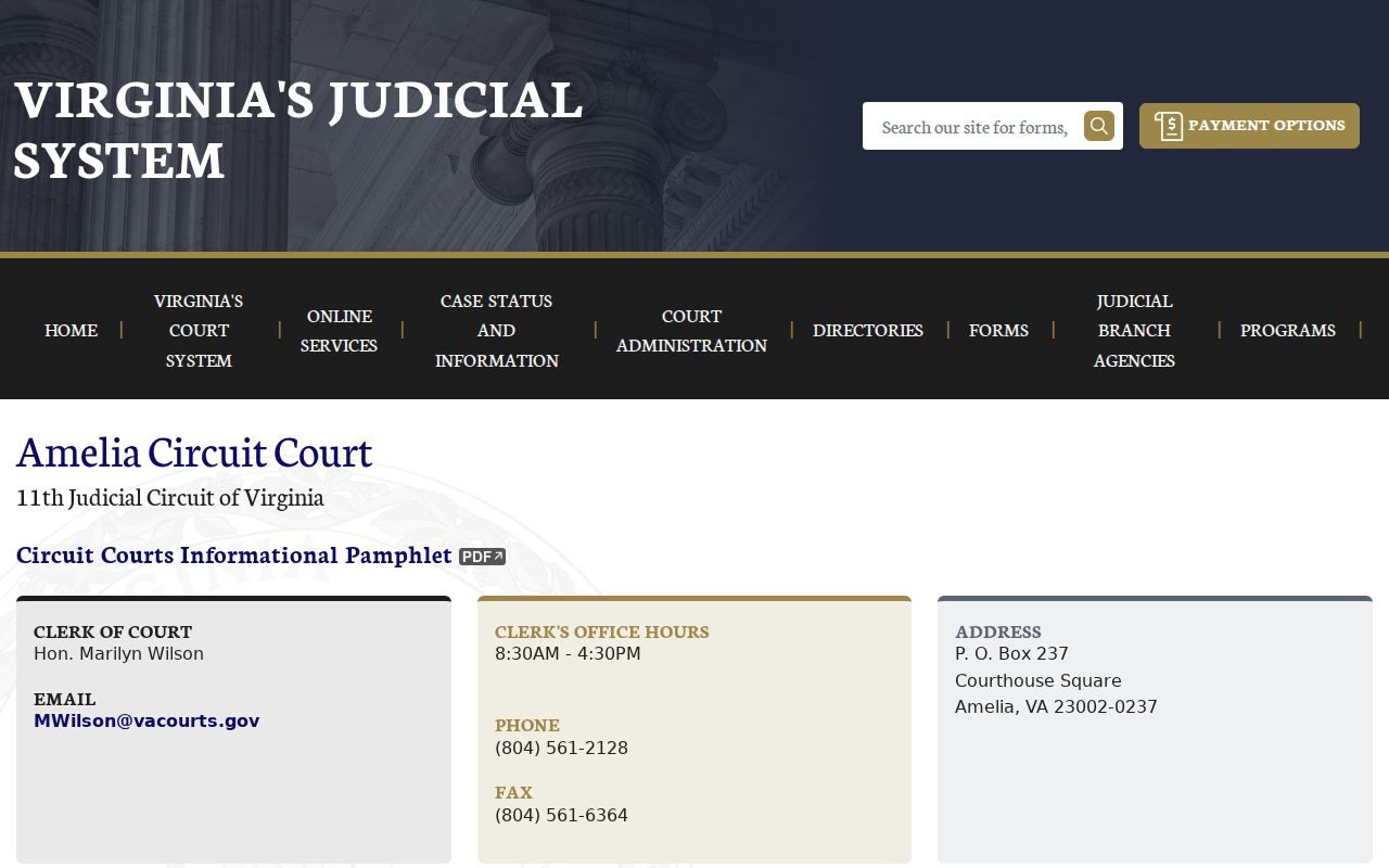 Amelia County criminal case calendar and Circuit Court information
