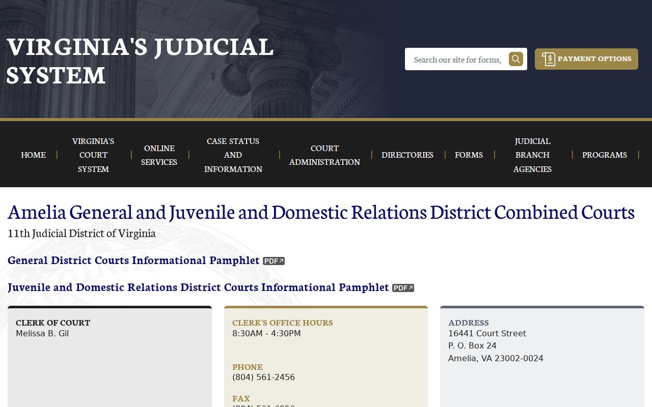 Amelia County criminal records and General District Court schedule