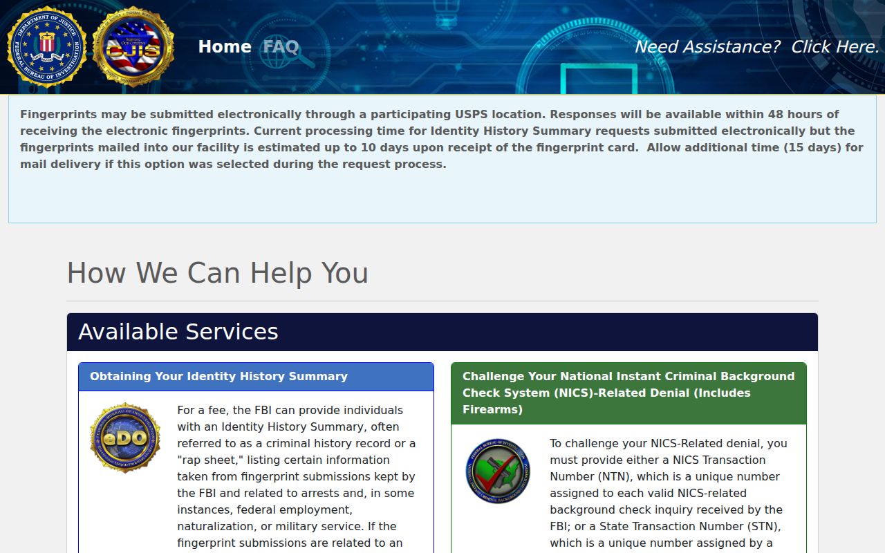 Amelia County offender record comparison with FBI electronic history request